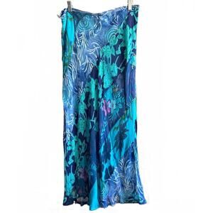 NWT Mirasol Womens Maxi Skirt Large & XL Blue Floral Embroidered Boho